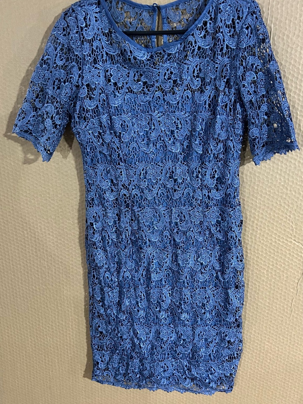 RSVP Blue Lace Short Sleeve Mini Dress